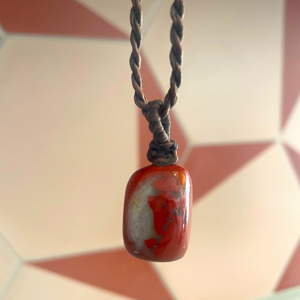 Carnelian & Quartz Pendant Necklace